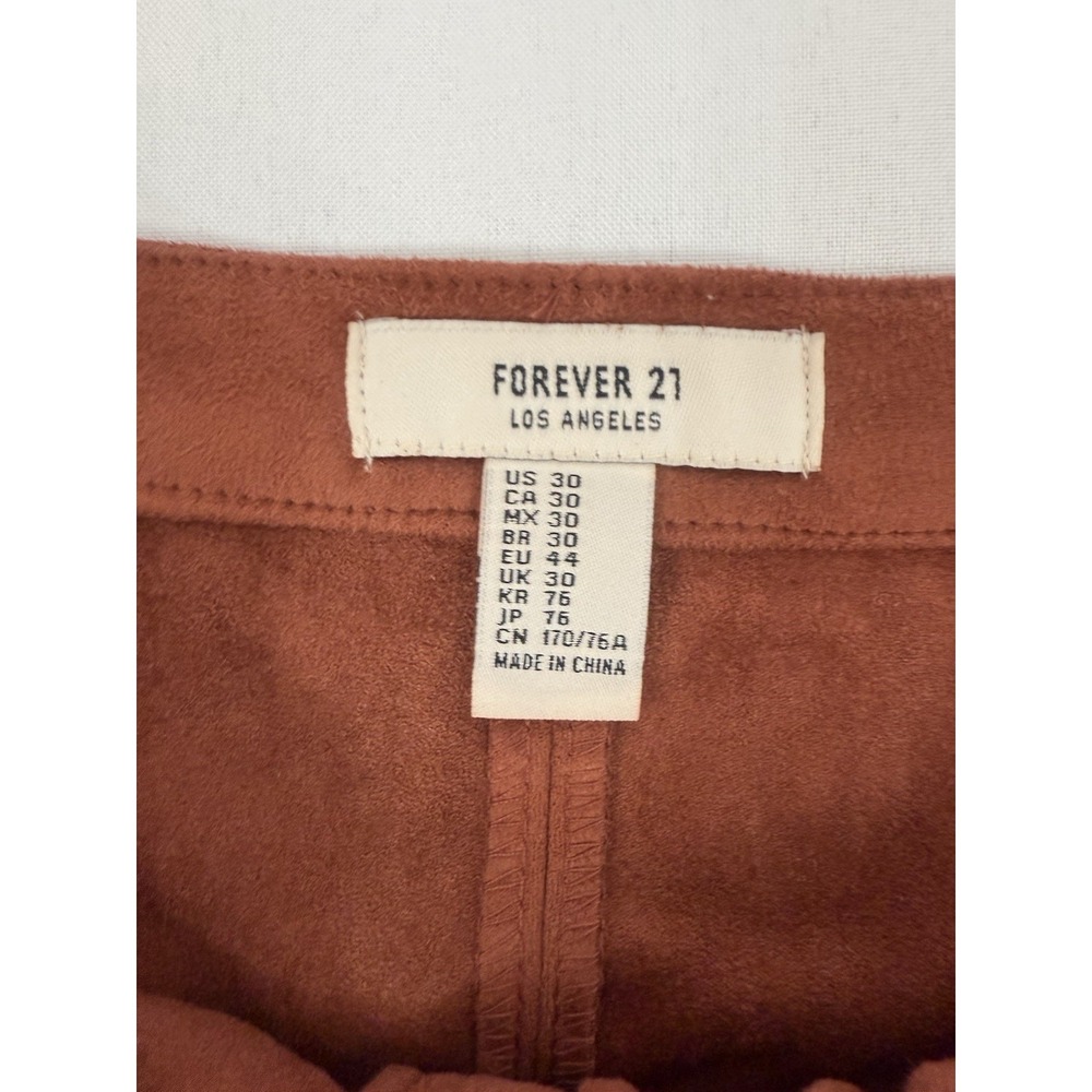 Forever 21 Faux Suede Lace Up Tie Front Mini Skirt Brown Cowgirl Size‎ 30 M - Picture 3 of 6